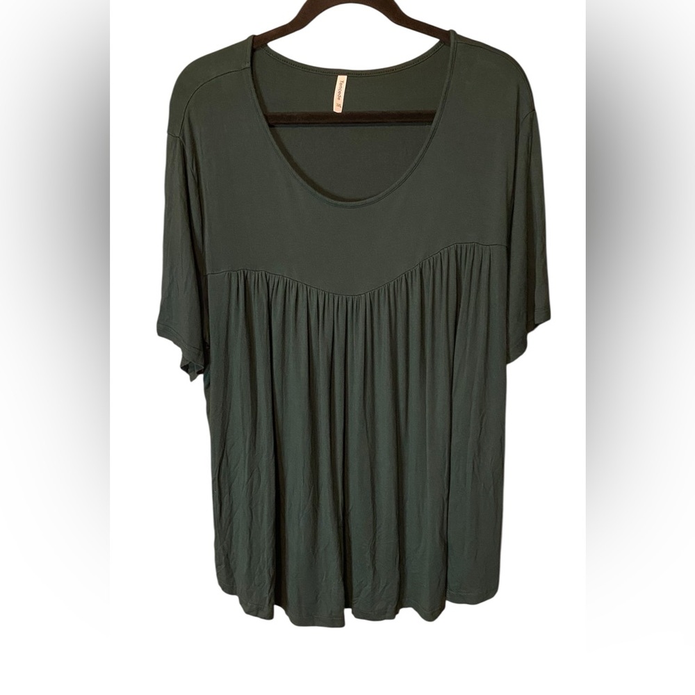 Tencede Olive Green Tunic Top 3X Flowy Babydoll Top Plus Size
